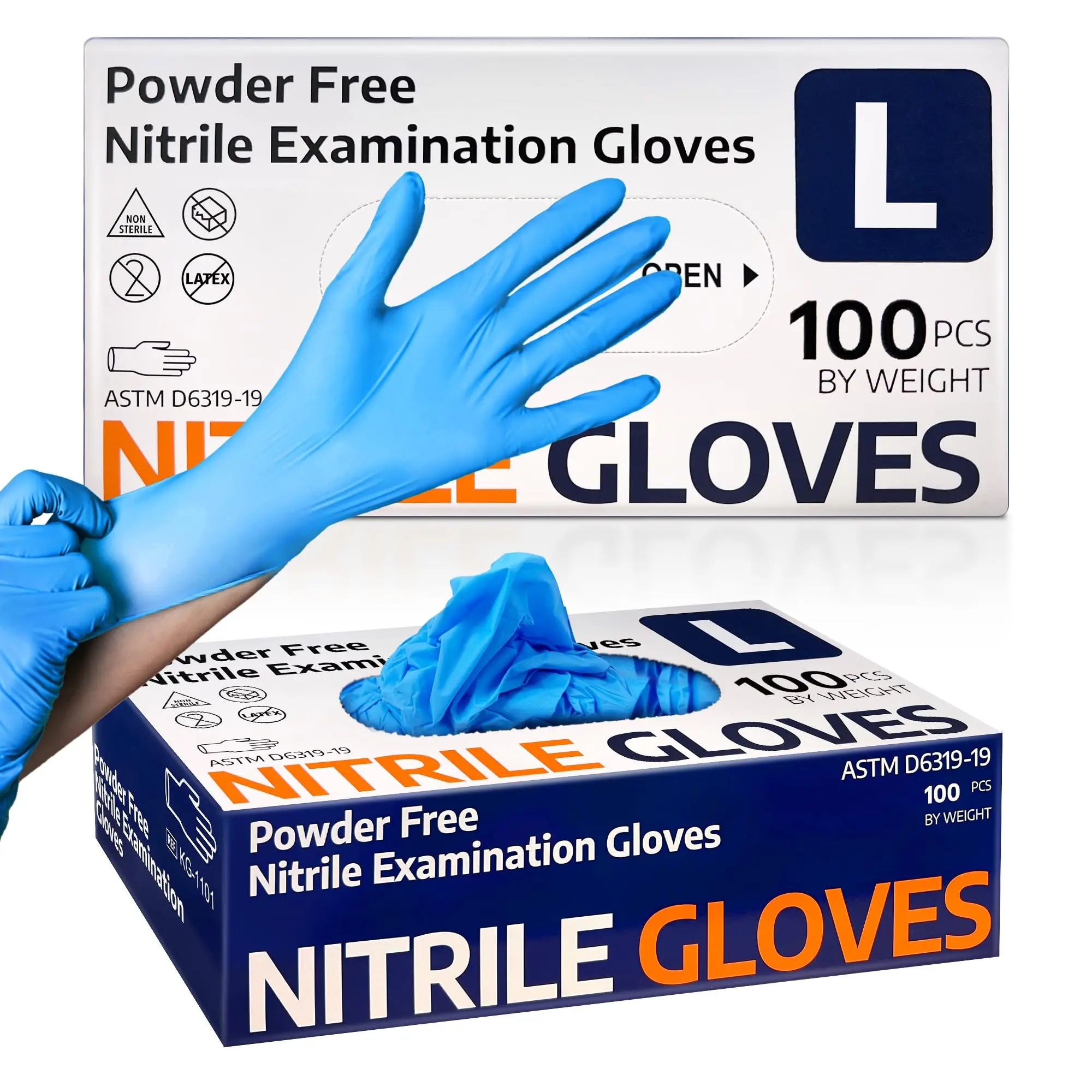 Pidegree 100Pcs Black White powder free Nitrile Gloves Disposable Hand Nitrile Gloves