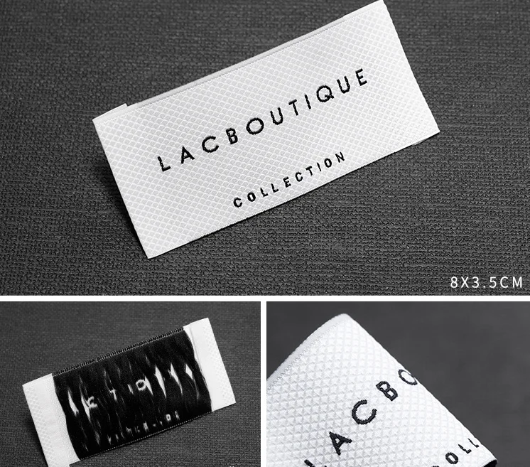 Manufacturer High Quality Textile Custom Garment Brand Logo Black White Main Neck Woven Labels For Clothing