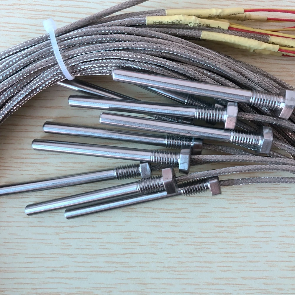 M6 screw temperature sensor pt100 probe with metal-shiled cable