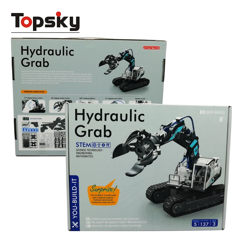 Creative Hydraulic Power Grab Set Hydraulic Construction Machine DIY Assembling Toy Truck Educational Toys for Kids