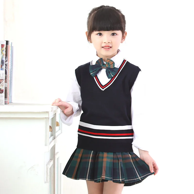 Custom International School Uniforms Sweater Vest And Girl Skirt & Boys Pants