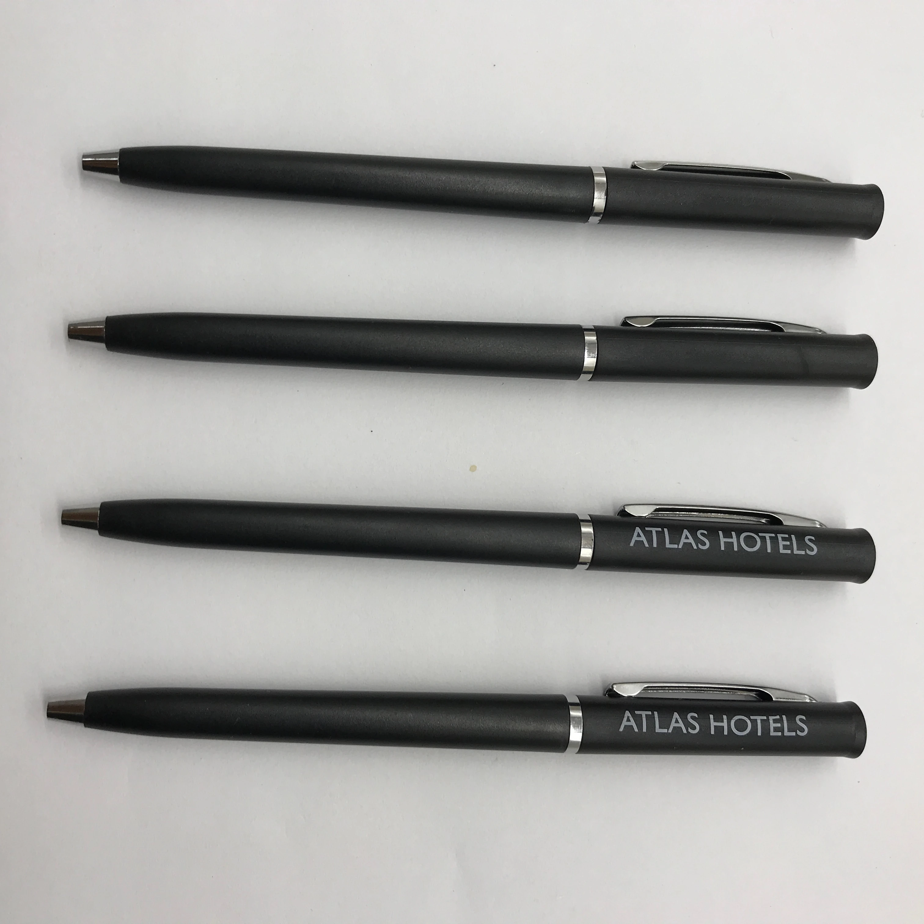 Promotional luxury white slim twist mechanism hotel Custom logo ball point Pen