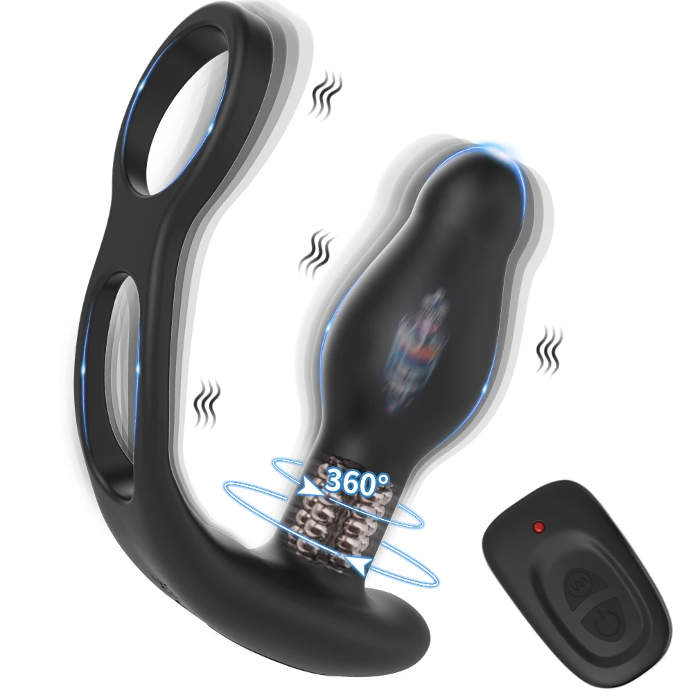 hot selling  butt plug anal 7-frequency vibrating 7-frequency rotate silicone and matel anal butt plug ring   for men  Sex Toy
