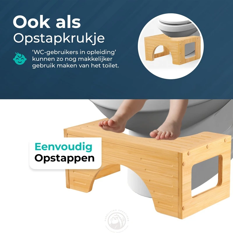 Custom Collapsible Toilet Stool Squatty Potty Bamboo for Bathroom Foldable Poop Stool Non-Slip Toilet Step Stool for Adult