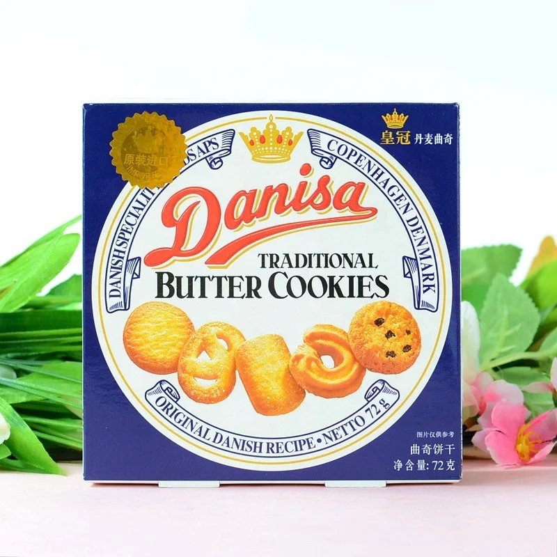 Wholesale Exotic Biscuit Snacks Pastry Cookies 72g Traditional Danish Butter Cookies Baked Crispy Biscuit