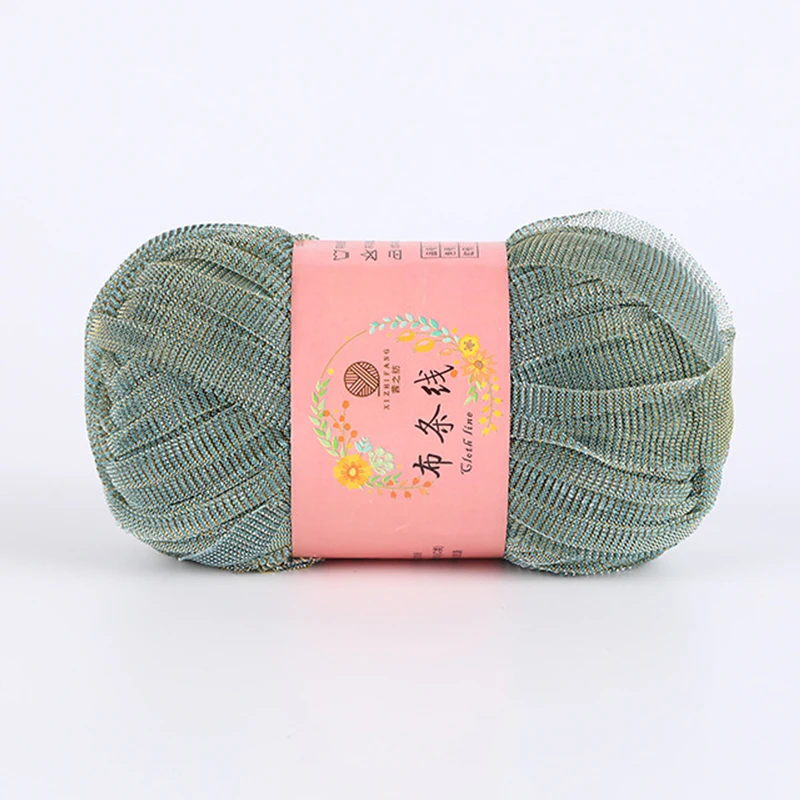 ZENGLONG 50g 100% polyester 30m length tshirt yarn oem dyed fancy yarn printed hand knitting crochet woven bag rope t-shirt yarn