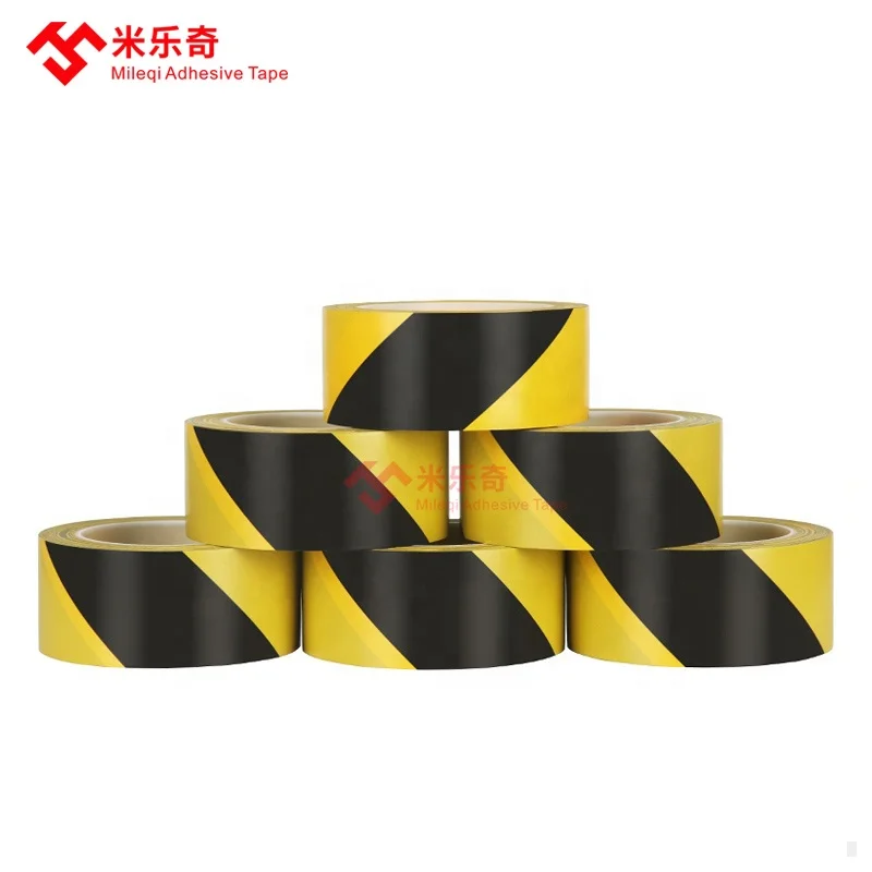 
Mileqi Chinese manufacturer single and double color PVC floor marking barrier safety caution warning tape 