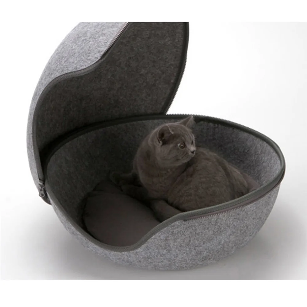 Pet Supplies Hot Selling Felt Cat Bed Cave Indoor Cat Bed Multifunction Round Donut Pet Bed For Dog Cat
