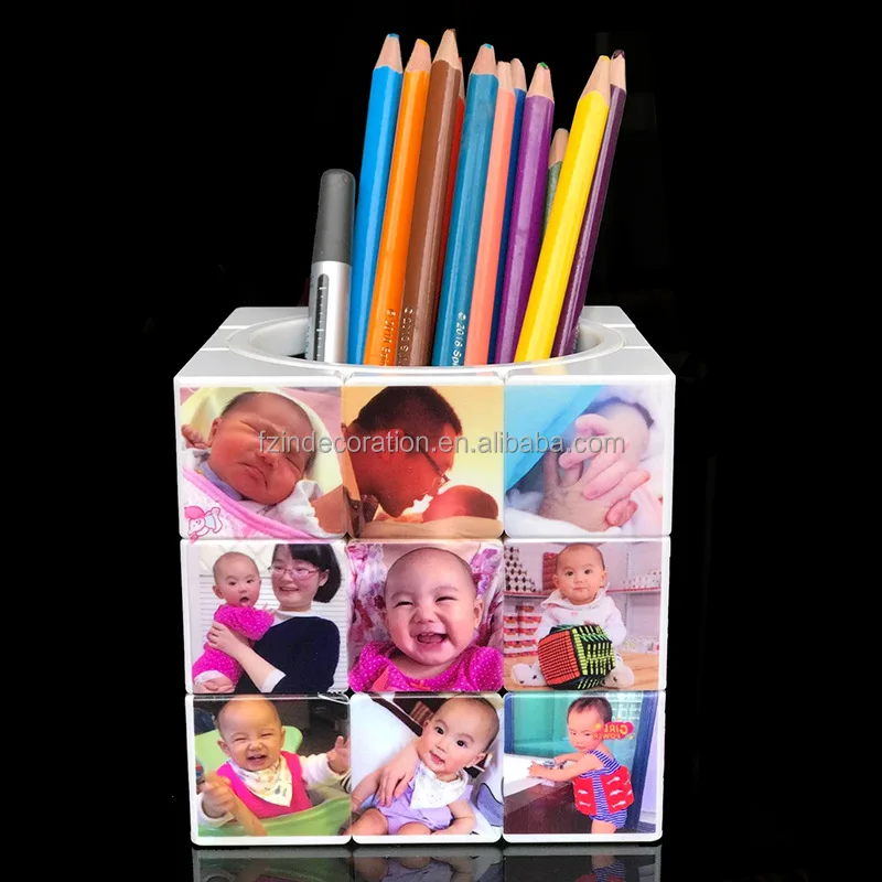 1pcs personal Unique characteristic pen holder cube with photo printing  for birthday celebration gift