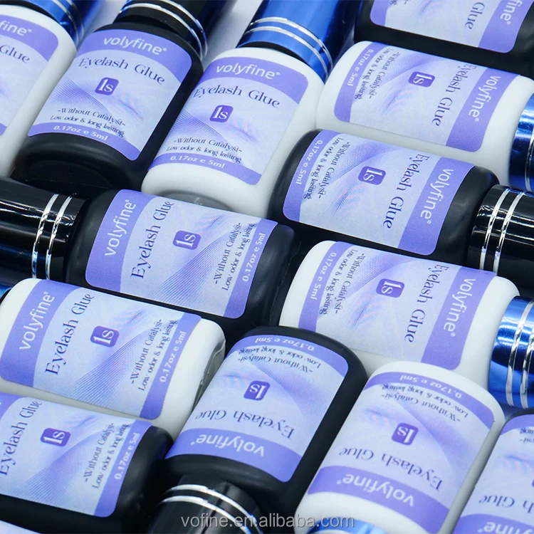 [Volyfine Factory catalyst free eyelash glue for eyelashes extension glue strong 0.5 1 2s false clear lash glue custom logo OEM