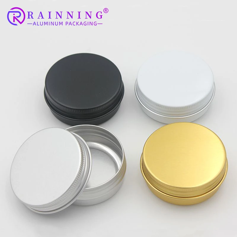 RTS 1oz 30ml Twist Top Cosmetic jar Luxury Round Silver Black Gold Metal Face Eye Cream Lip Balm Aluminum Tin Cans Canister