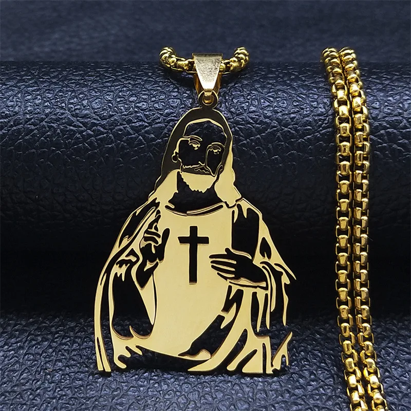 Faith Based Religious Catholic Christian Crucifix Male Jesus Jewelry Stainless Steel Cross Women Men Gold Pendant Charm Necklace