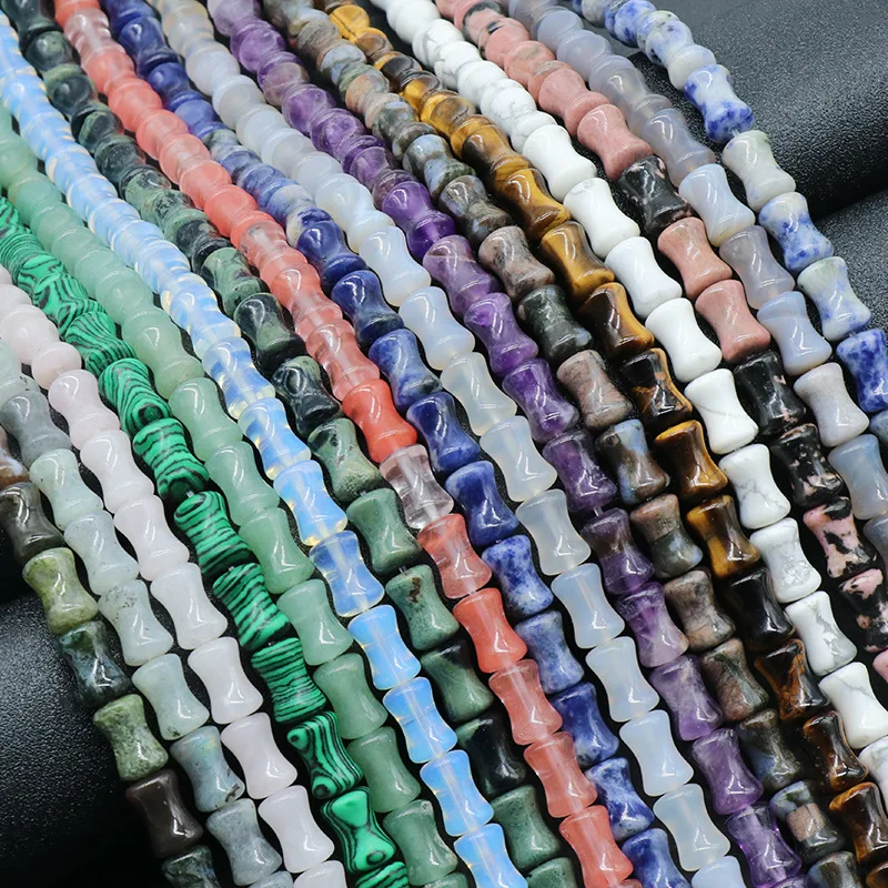 Wholesale 6*9mm Natural Stone tiger eye Jade Crystal Bamboo Shape Bead Loose Spacer Lucky Bead For Jewelry Making