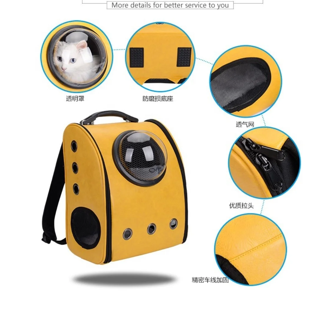 Pet Capsule Dog Carrier Comfort Pu Leather Pet Backpack Carrier Bag Breathable Travel Pet Backpack for Cat Dog Small Animals