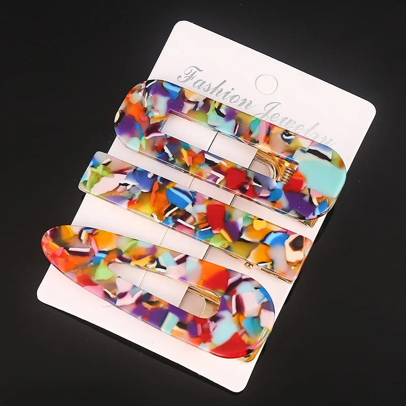 Hair Barrettes Hair Clips Set for Women Girls Hair Accessories Acetic Acid Resin Fashion Geometric Vintage Elegant Acrylic 3 Pcs