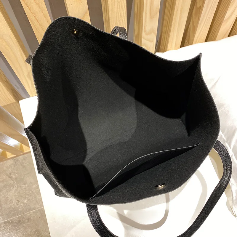 Luxury Lychee Pattern Fringe Ladies Shopping Handbag PU Leather Shoulder Strap Tote Bags For Women