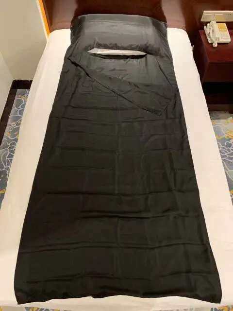 Single Double Size Outdoor Bed Sheet Sleeping Bag Liner Silk Cotton Polyester Fabric Plain Style Adults Home Hotel Use Fitted