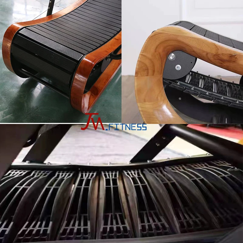 Stable quality non motorized wooden curved treadmill non electric running machine unpowered wood curve treadmill