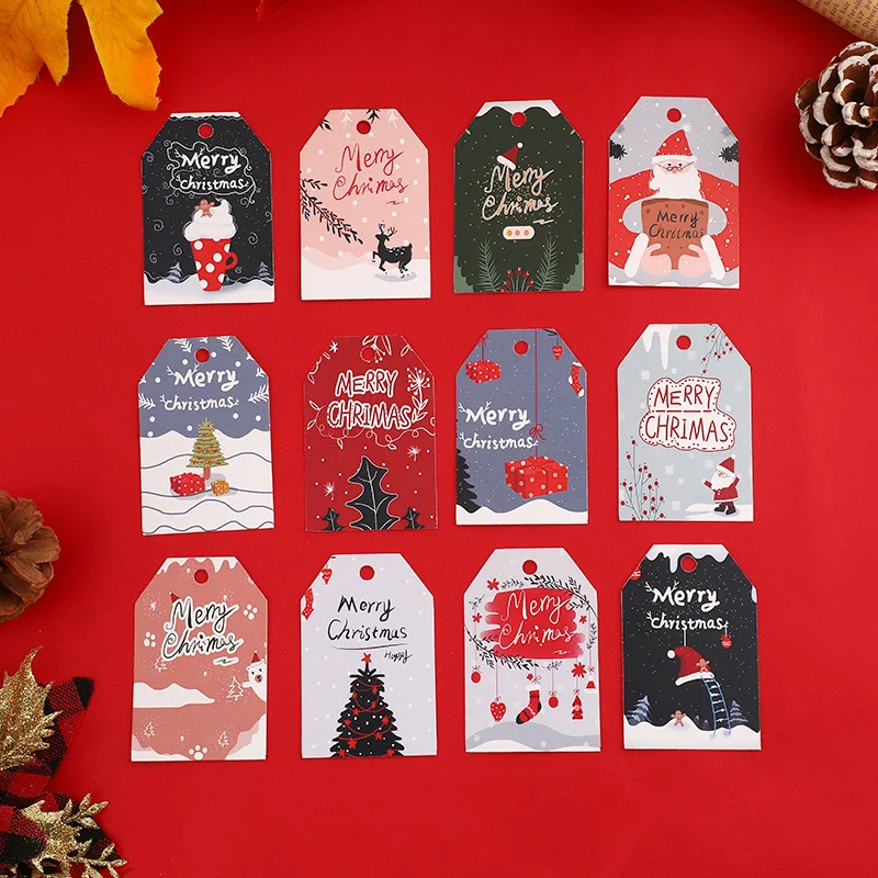 FSC Christmas Greeting Card Factory Custom Print FSC Color Cartoon Merry Christmas Blessing Swing Hangtag Christmas Gift Card