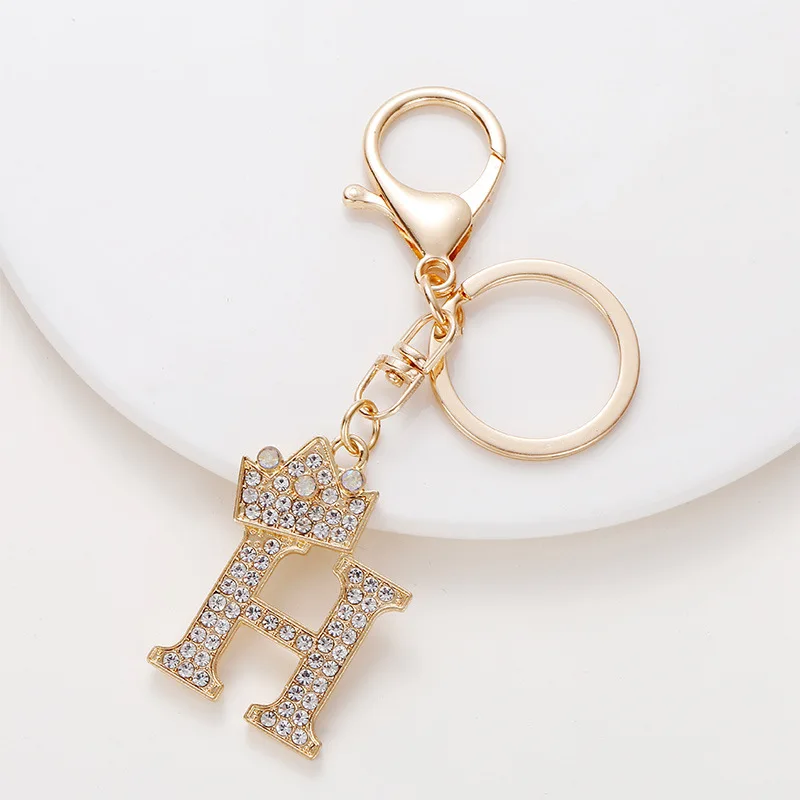 Handbag Charms 26 Alphabet English Word Letter Key Chain Crystal Glitter Zinc Alloy KeyChain Hanging