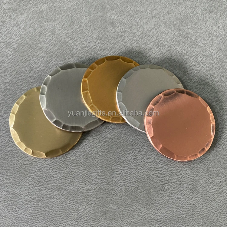 free mold antique silver, cooper, brass blank hammered forged edge golf ball marker