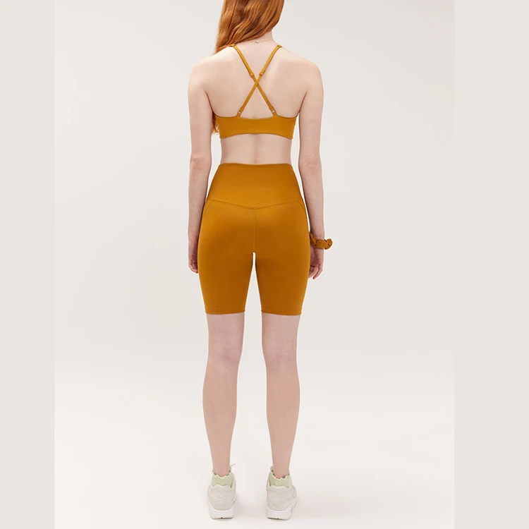 Custom LOGO fast shipping design fitness gym spandex booty  shorts for women set logo