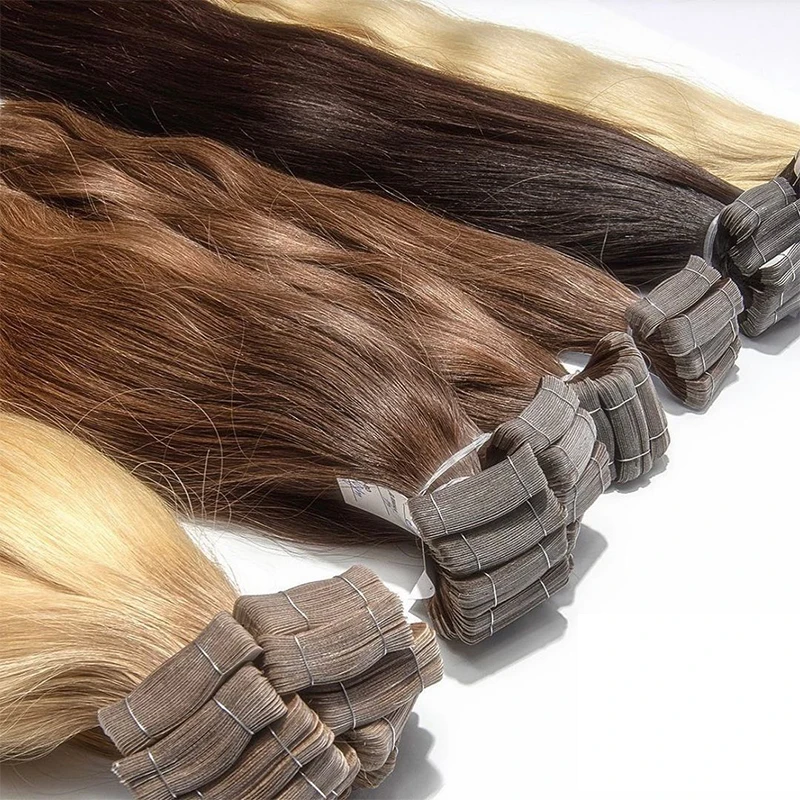 Russian ombre invisible tape ins human hair extensions, mini tape in hair extension