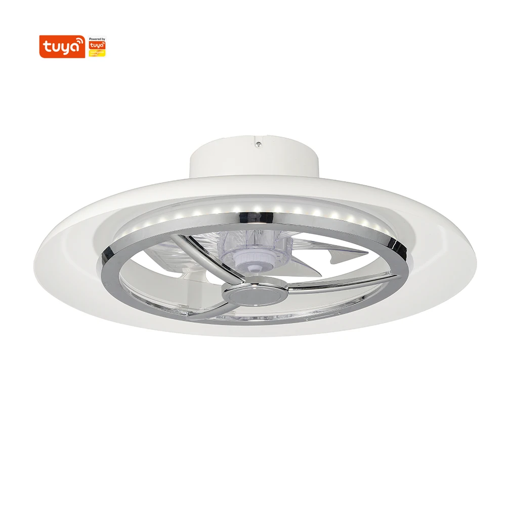 Светодиодный потолочный светильник Tuya, лампа с вентилятором для гостиной, с дистанционным управлением и 7 цветными режимами освещения