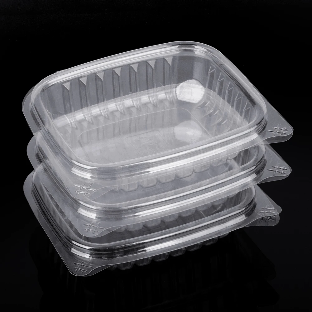 PET, 32oz, plastic food container, deli hinged container, clear large salad containers