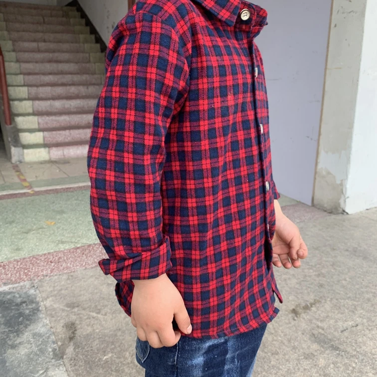 Factory stock Boys children casual fashion Flannel checks plaids shirts