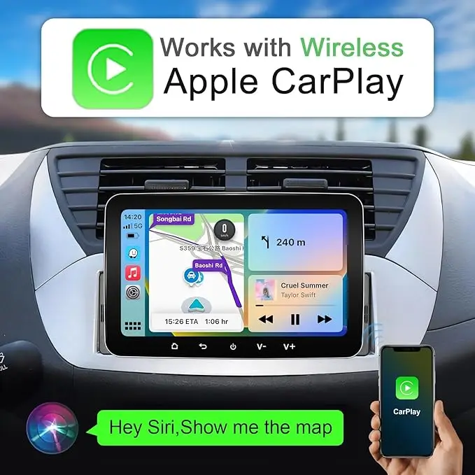 1 Din 7 inch Android Auto & Wireless CarPlay Auto Radio Touch Display Car Player Bluetooth WiFi GPS FM SWC USB 2G+32G