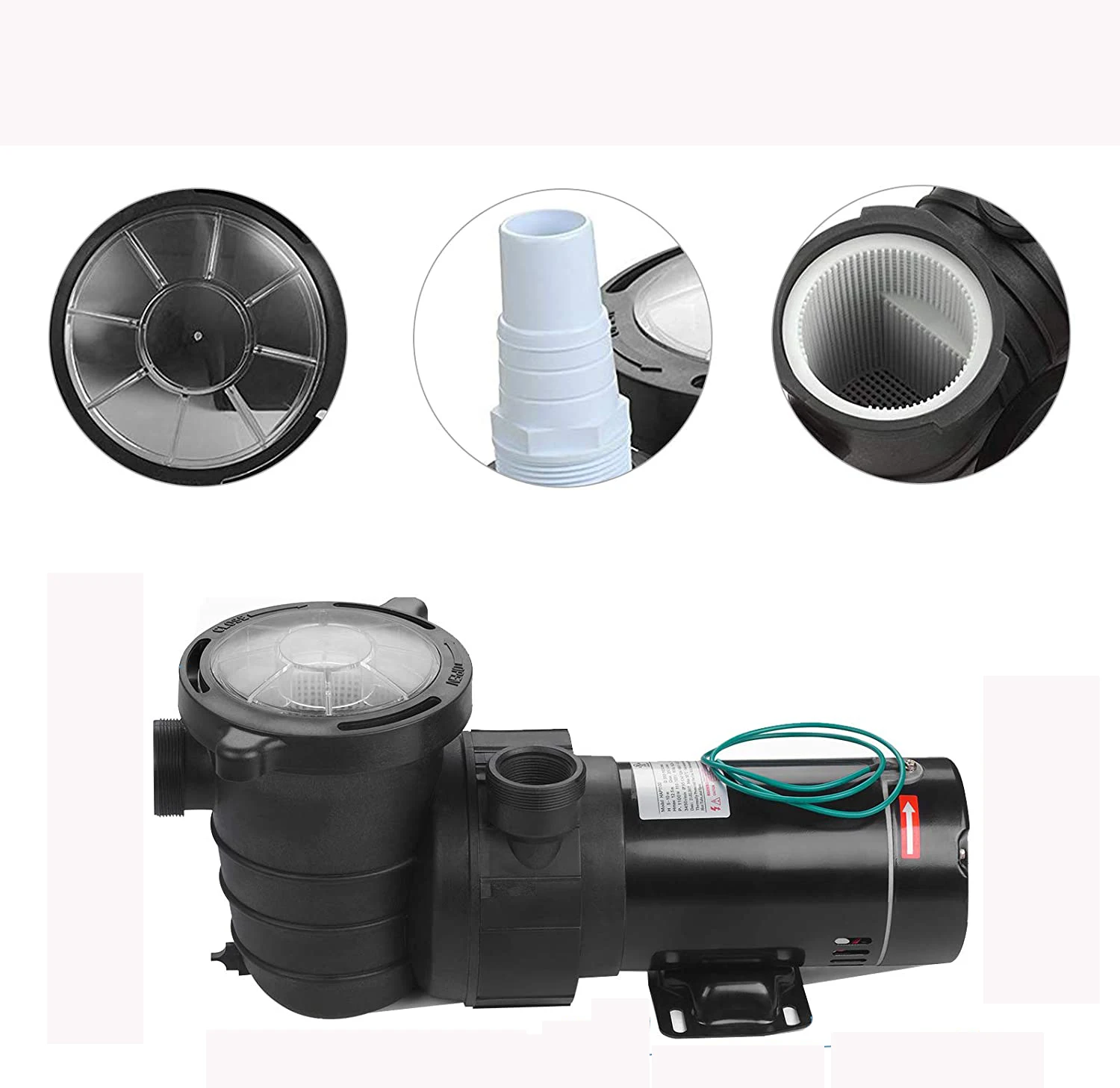 
TRUPOW 1.0 HP 5220 GPH High Powerful Above Ground Swimming Pool Pump For Clean Water with Strainer Basket 110V-120V - 60HZ 