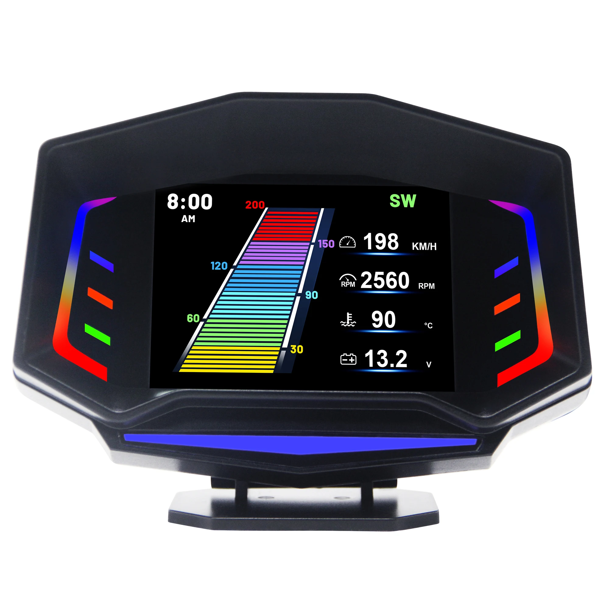 HUD New Auto Electron OBD Gauge Car Alarms GPS Hud Head-up Display Multi-function Diagnostic Tool LCD Display KA AMOLED Support