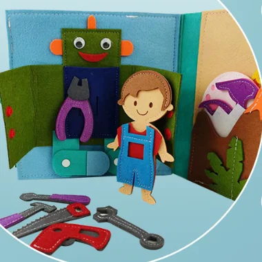 Hot Selling and New Design boy Doll House Felt Quiet Book, Montessori Busy Book Activity Book for Early Education