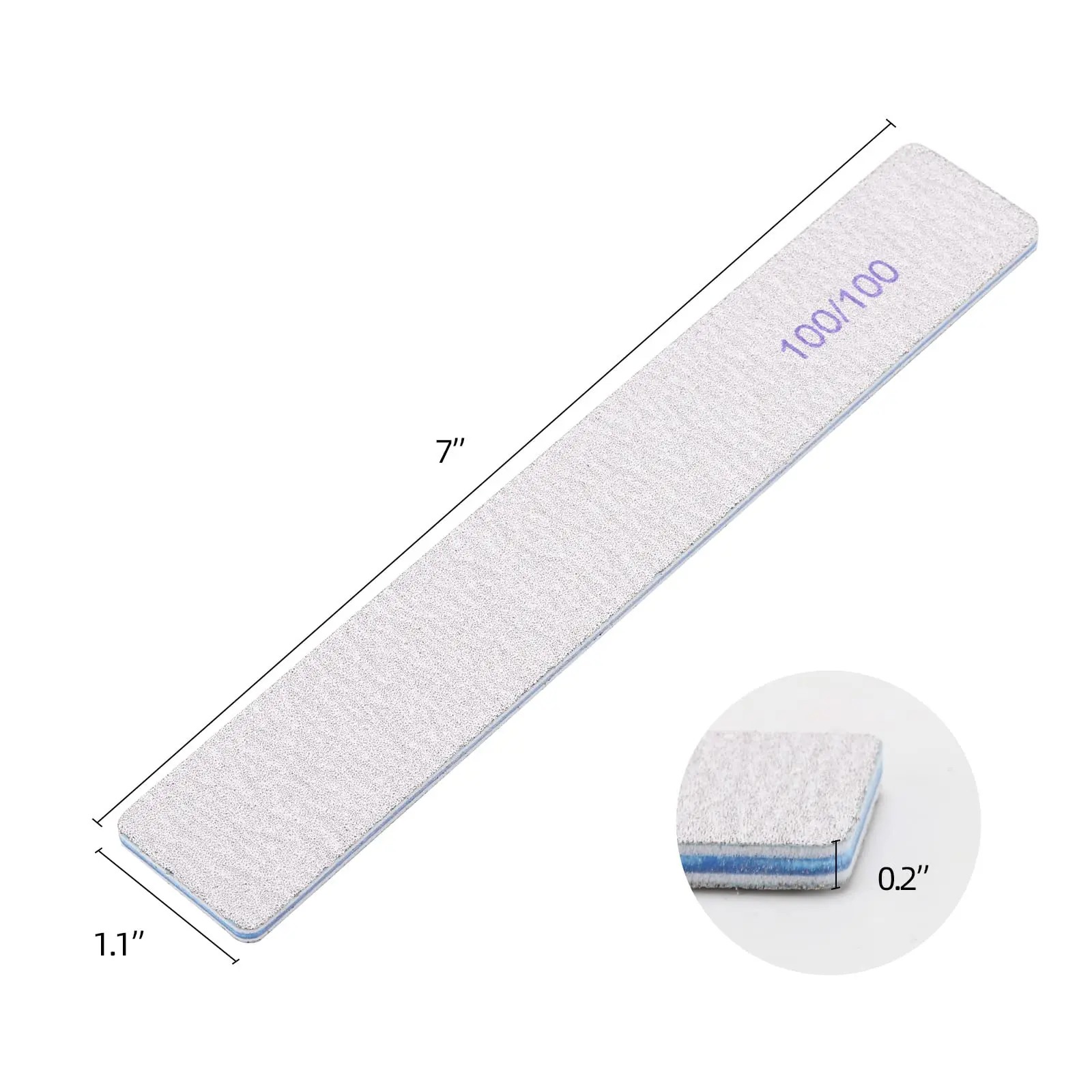 Professional 100/100 Grit Nail File Custom Printed Logo Emery Boards Washable Thick Square Nail File Manicure Tool