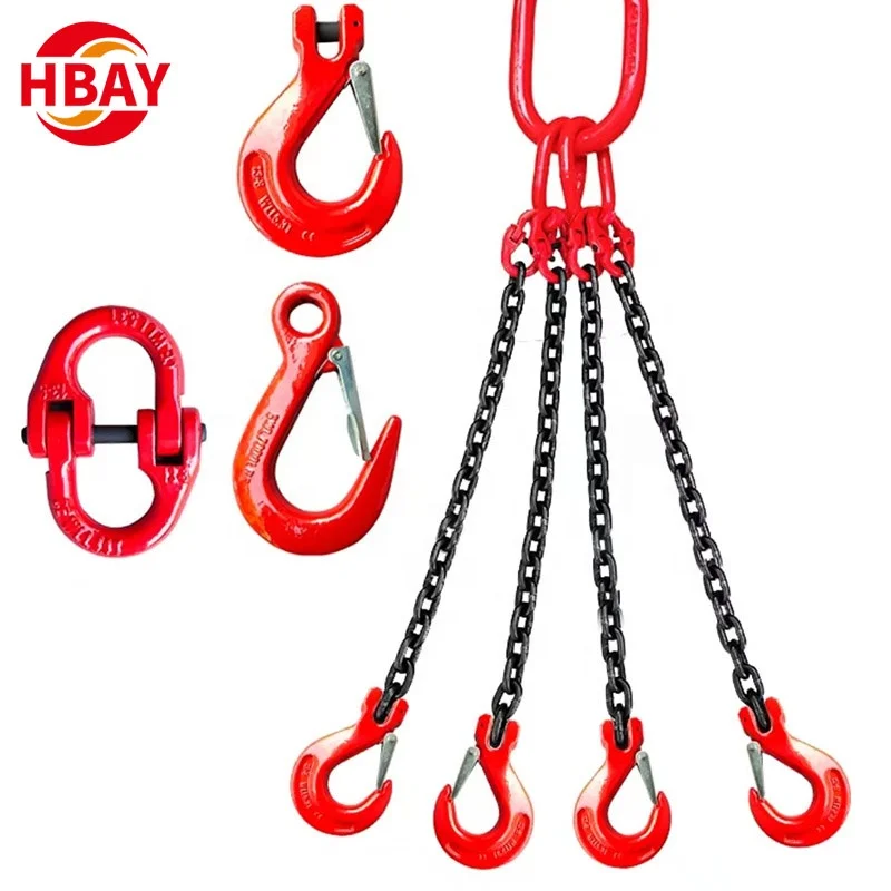 Heavy Duty Alloy Steel Forged 1 2 3 4 Leg Lifting Chain and Hook Rigging Sling Anchor Marine