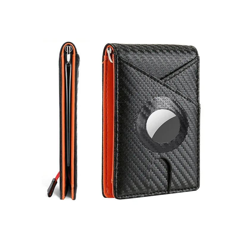 Minimalist RFID Blocking Slim Bifold Mens Airtag Money Clip Wallet