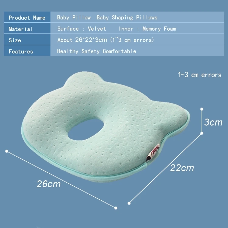 High Quality Soft Cotton Baby Sleep Neck Pillow Memory Foam Baby Pillow