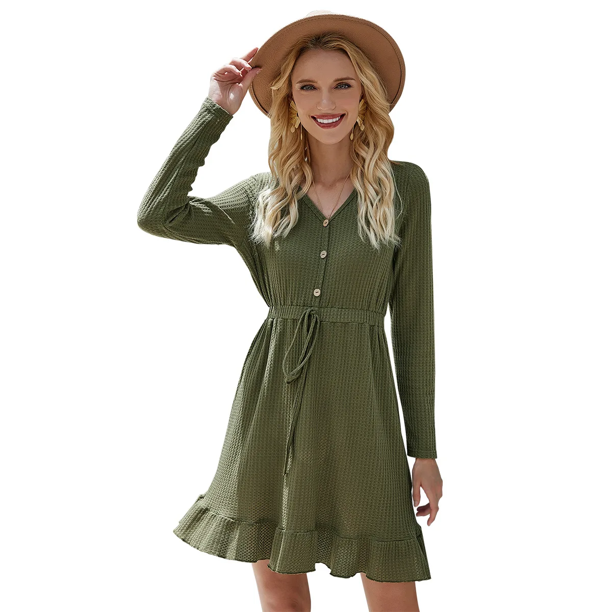 2022 Boutique European and American dresses with flounces and long sleeves