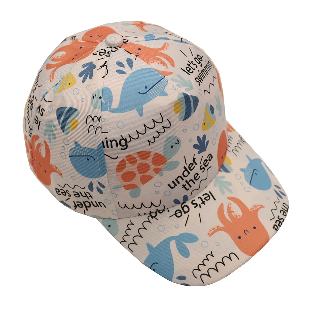 Fashion cartoon digital print 5 panel caps cute baby toddler child kid baseball cap custom print embroidery logo peaked cap