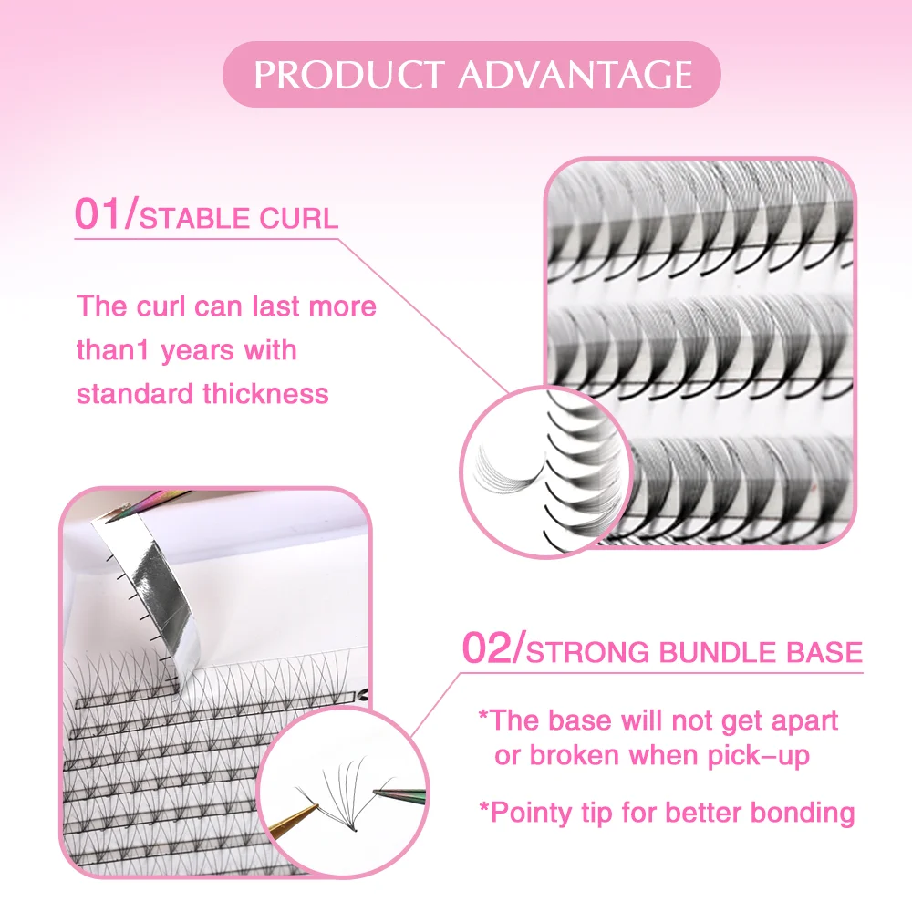 SP EYELASH 0.05 0.07mm 6D 8D Promade Fans Lashes Extension 10D 12D 0.07mm CD Pre Made Point Base Premade Volume Fans