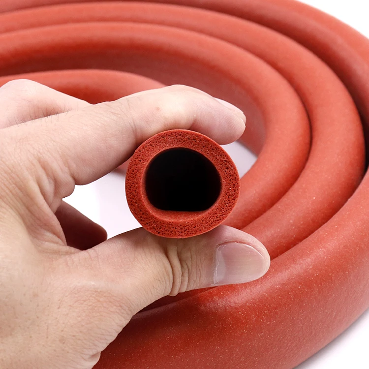Wholesale Flexible Silicone Foam Sponge Tube Red High Temperature Resistant Flame Retardant Silicone Foam Hose