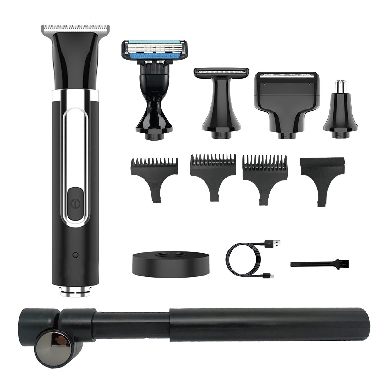 5in1 man trimmer kit with extension rod electric back hair shaver man beard shaver and hair removal and nose trimmer waterproof