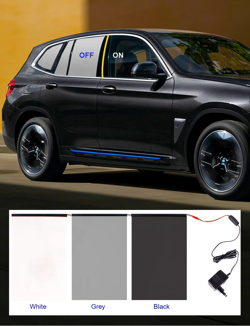 electronic tinting glass cars switchable pdlc smart glass film black for car window