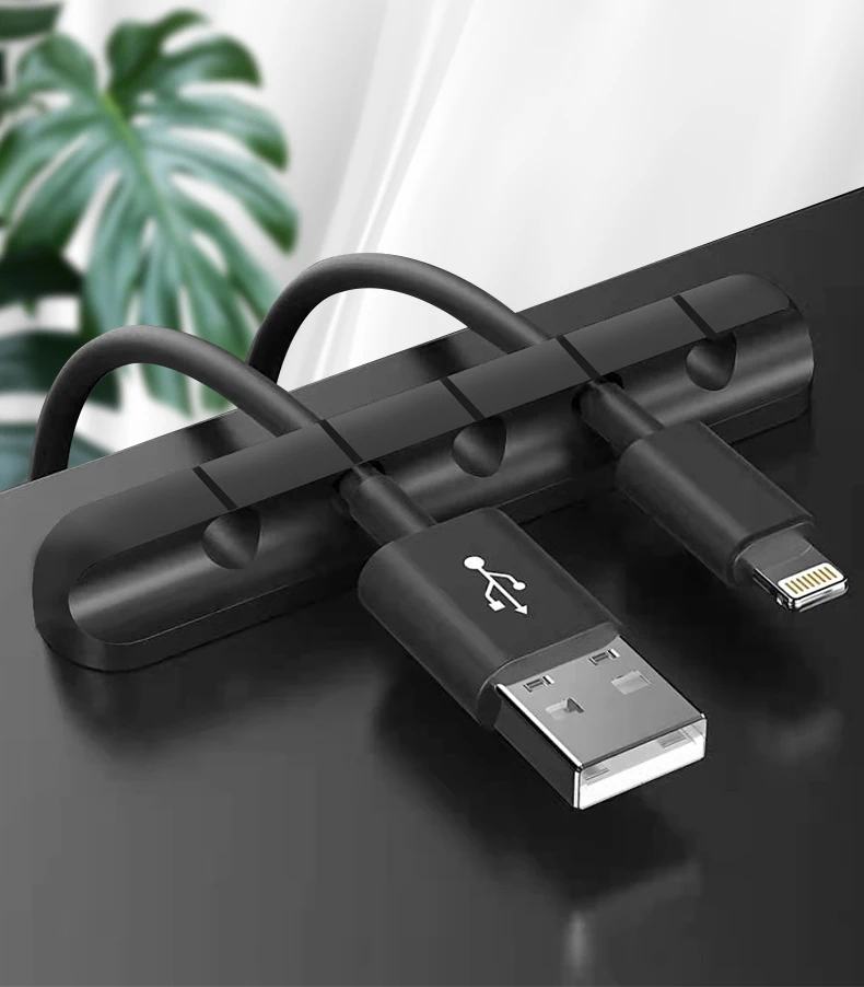 Desk Wire Holder Earphone Clips Cord Management USb Winder Desktop Tidy Silicone Cable Organizer