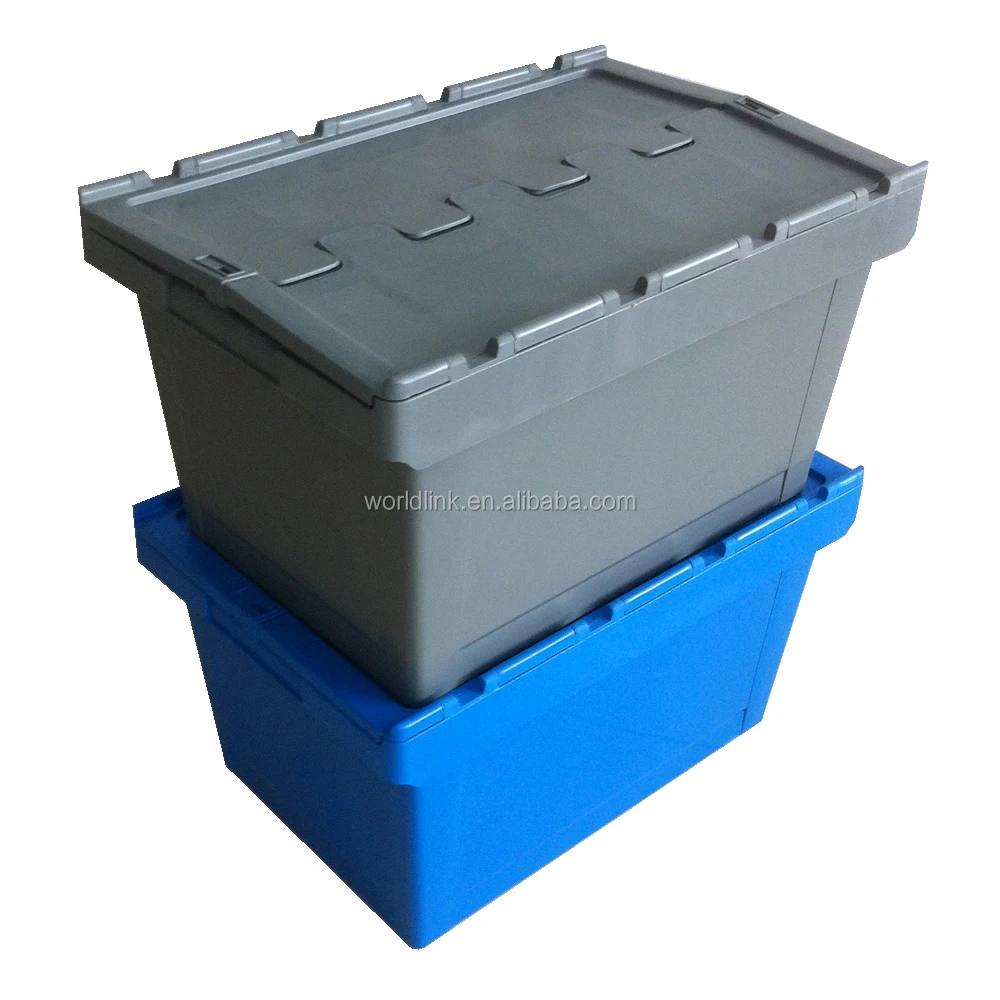 50kgs Heavy Duty Plastic Moving Containers/Plastic Container with Hinged Lid