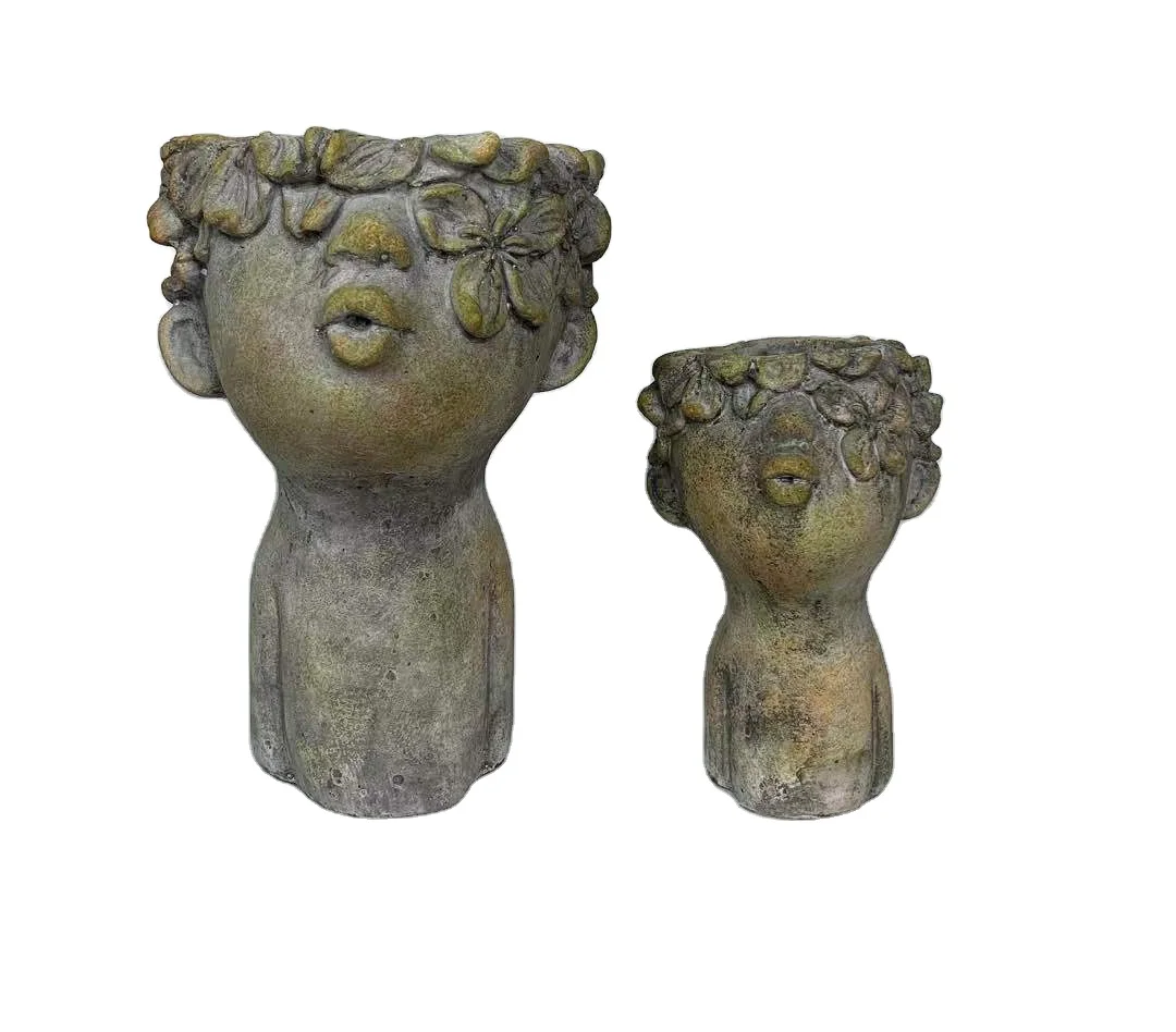 Ручная работа, бетонная головка, горшок для поцелуев, Греческая богиня, цементный горшок, поношенный керамический цветочный горшок, модные скульптуры