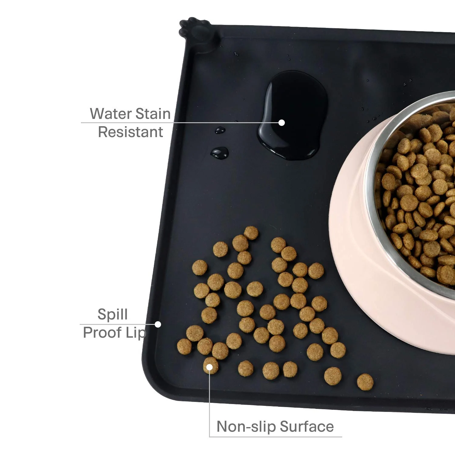 Large Non Slip Silicone Dog Cat Mat Pet Food Dog Bowl Mat for Food and Water