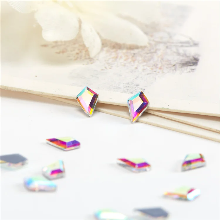 New product ab glass rhinestones flat back non hotfix rhinestone for crocs self adhesive