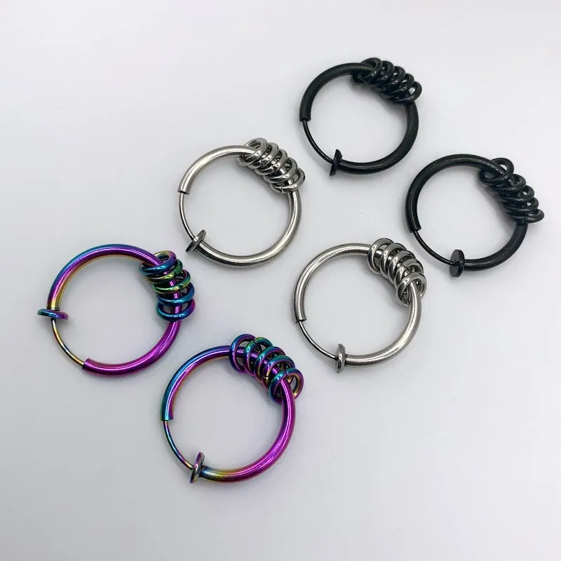 Simple Designs Spring No Hole Navel Rings Clip On Earrings Round Non Piercing Nose Ring Cuff for Unisex